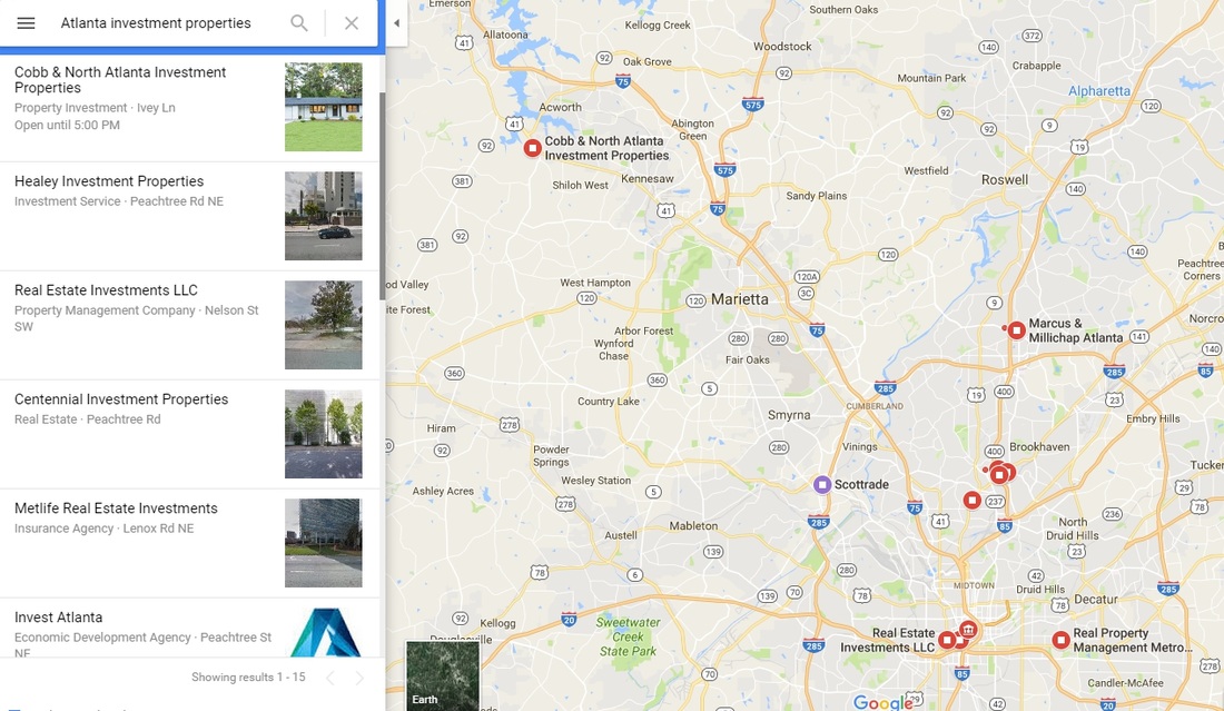 Atlanta Investment Property Search in Google Map